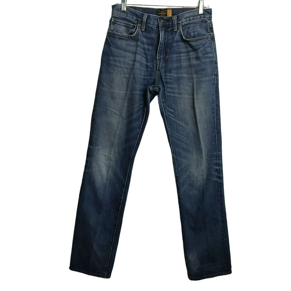 J. Crew Jeans Men 29x32 (29X30) Slim Straight Denim Blue Cotton